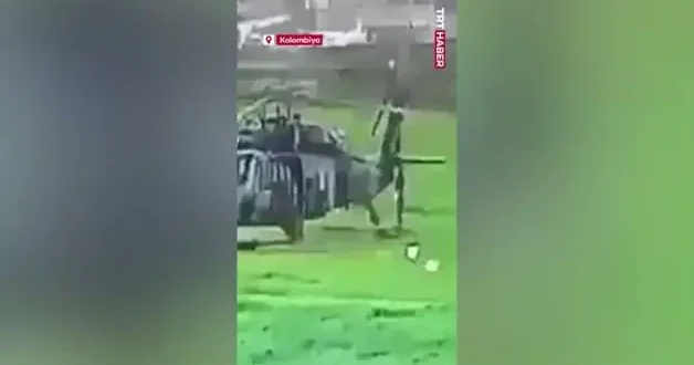 Kolombiya da askeri helikoptere yıldırım çarptı, 1 personel yaralandı