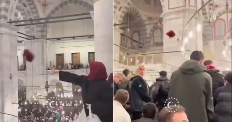 Fatih Camii nde Türk geleneğiyle protesto: Kadınlar başörtülerini erkeklerin önüne attı