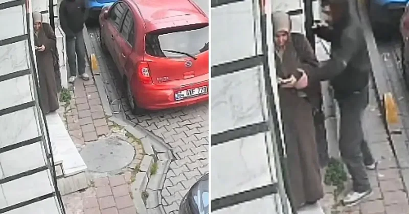 Güpegündüz kaydedilen görüntüye bakın: Kadının yanına sinsice yaklaşıp...