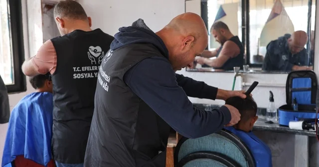 Kocagürlü çocuklara bayram tıraşları Efeler Belediyesi nden Aydın Haberleri