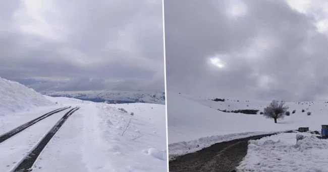 İlçede kar sürprizi: Mart ayında yağan kar bereket getirecek