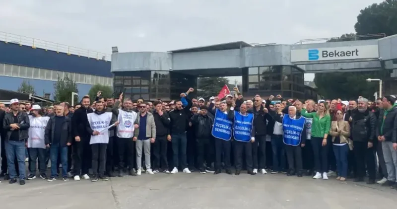 Kocaeli de grev pankartı asıldı: Fabrikada üretim durdu