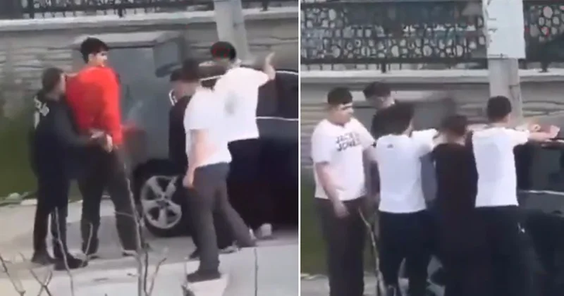 Okula bıçakla girmeye çalışırken polis tarafından böyle yakalandı