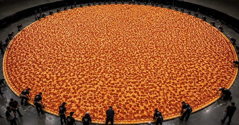 Dünyanın en büyük pizzasını yaptılar: Tam 68 bin dilim çıktı Sözcü Gazetesi