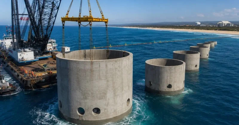 Dev beton bloklar tek tek suya indirildi: Deniz suyundan günde 30 milyon litre içme suyu üretilecek Sözcü Gazetesi