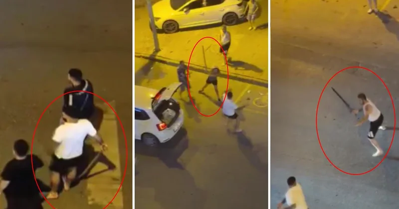 Görüntüler korkunç! Sokak kavgasında kılıçlar çekildi, ortalık savaş alanına döndü