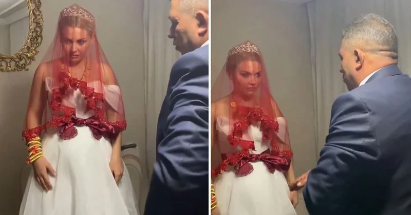 Bu nasıl gelenek? Gelinin yüz ifadesi olan biteni özetliyor