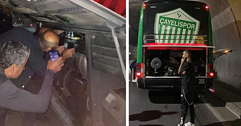 Kurban ve dualarla uğurlanan Çayelispor, tünelde mahsur kaldı