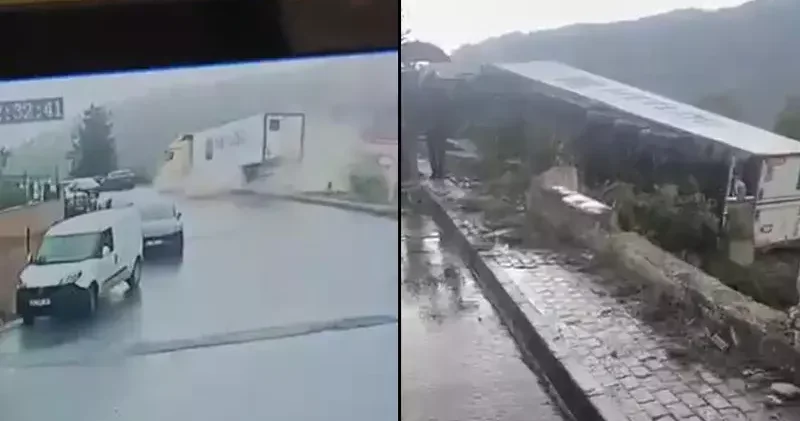 Sarıyer de seyir halindeki TIR devrildi, çocuk parkında faciadan dönüldü