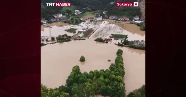 Sakarya da selin yol açtığı hasar havadan görüntülendi