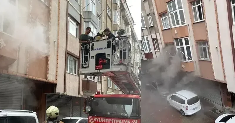 Sultangazi’de 4 katlı binada çıkan yangında mahsur kalanlar itfaiye tarafından kurtarıldı