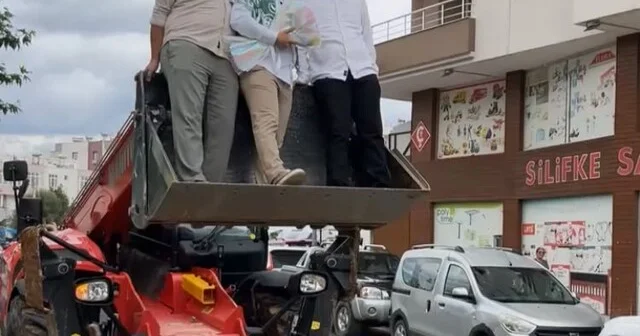 Mersin de ilginç gelin alma: Damat, vinç sepetiyle 4. kata çıkarak gelini aldı Mersin Son Dakika Haberleri Habertürk Yerel Haberler