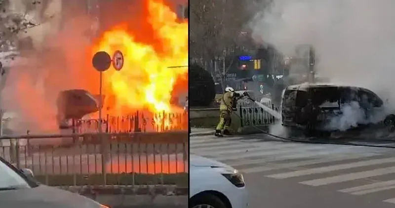 Sultangazi de yanan hafif ticari araç kullanılamaz hale geldi