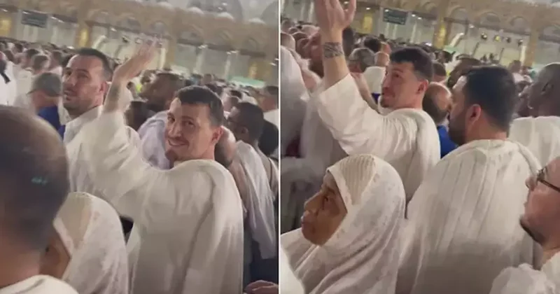 Galatasaraylı taraftardan Umre de Mert Hakan Yandaş a tezahürat Fanatik Spor Haberleri Video