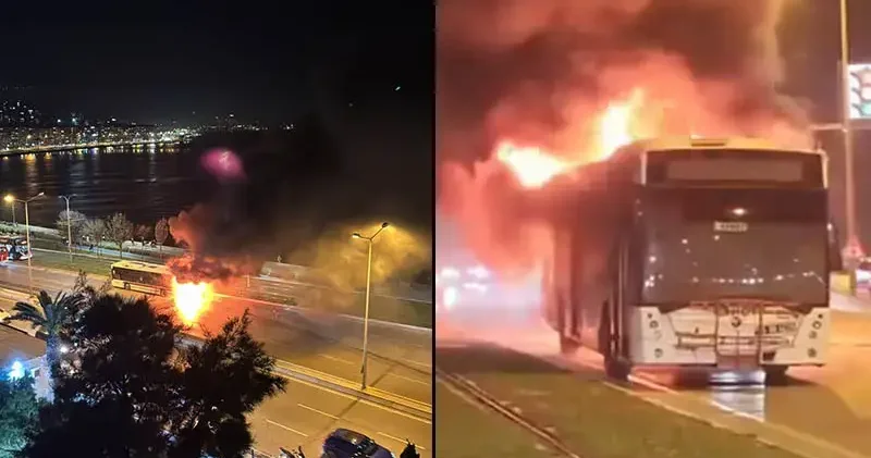 İzmir’de belediye otobüsünde yangın