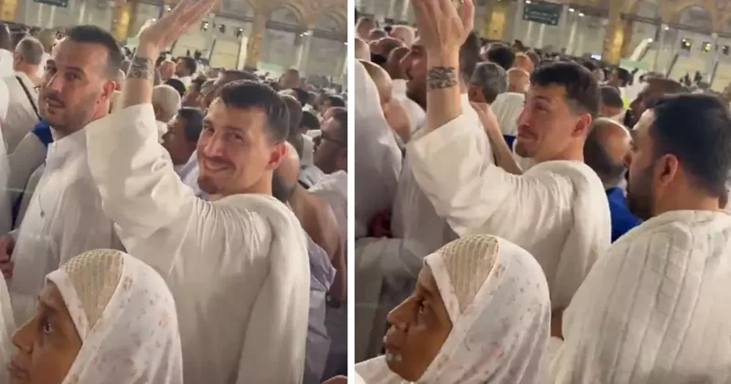Mert Hakan Yandaş ı umre ziyaretinde gören bir kişi yaptığıyla pes dedirtti