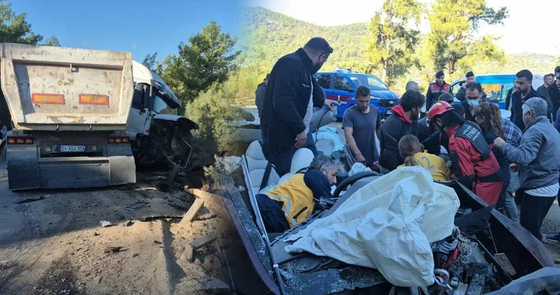 Tıra ok gibi saplanan araç hurdaya döndü: 2 yaralı