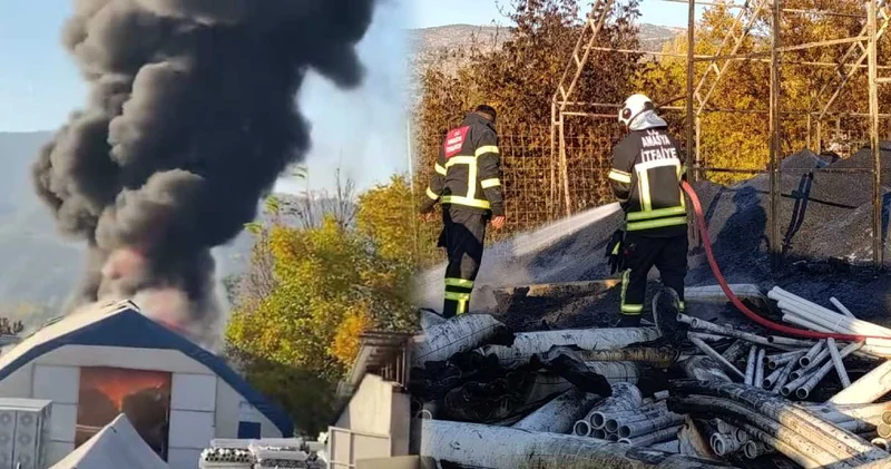 Amasya’da depo yangını! İçindeki malzemelerle alev alev yandı