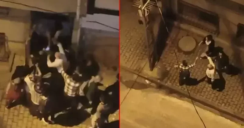 Arnavutköy de komşuların gürültü kavgası kamerada; sopayla saldırdılar