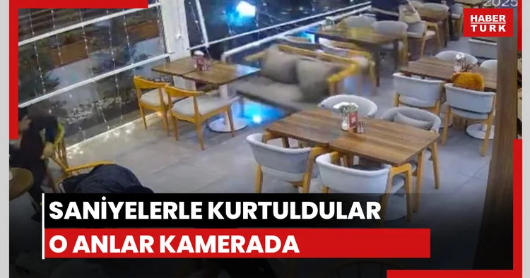 Kafeteryaya daldı! Saniyelerle kurtuldular