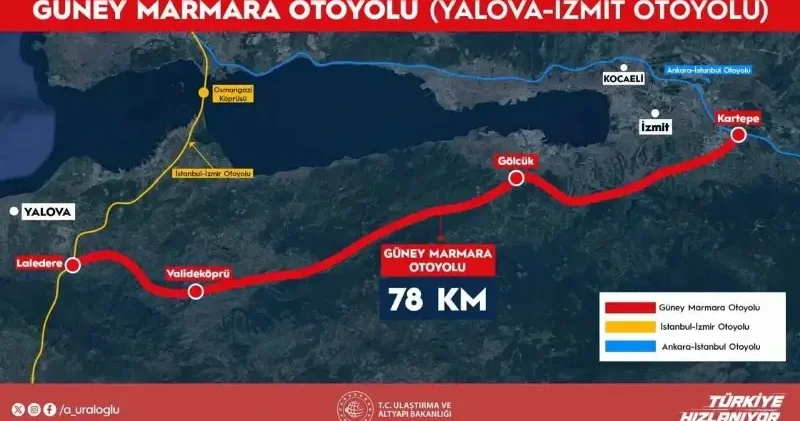 Bakan Uraloğlu açıkladı: Yalova ve İzmit arasına 78 kilometrelik Güney Marmara Otoyolu geliyor Gündem Haberleri