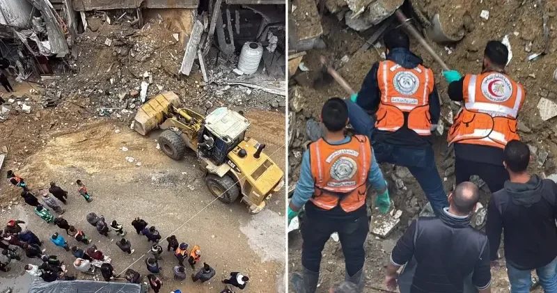 Gazze de şiddetli yağış nedeniyle çöken evin enkazından ikisi çocuk 6 kişi kurtarıldı Ortadoğu Haberleri