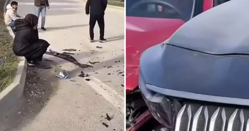 Direksiyon sınavında kurs aracı TOGG ile çarpıştı, sonuç inanılmaz