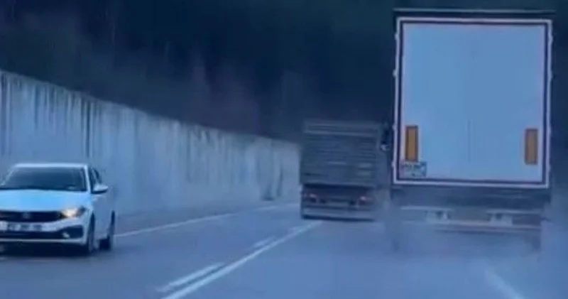 Son dakika: Kamyonun sollama manevrası kazaya neden oluyordu: O anlar kamerada