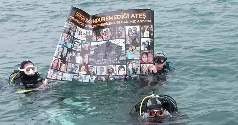 Tuzla da Kartalkaya’daki yangın faciasında ölen 78 kişi için anma dalışı