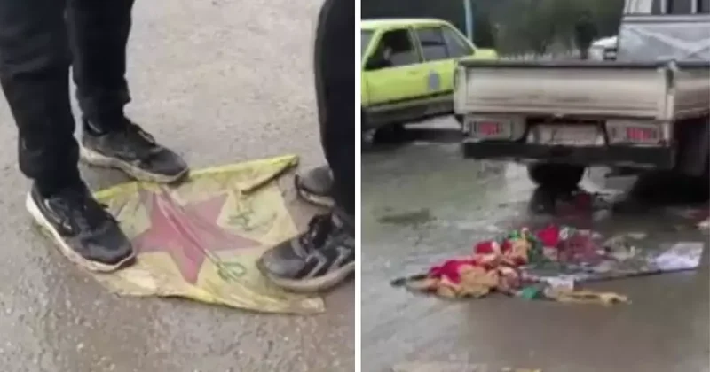 Suriye ordusu kontrolü sağladı! Halk, terör örgütü bayraklarını parçaladı