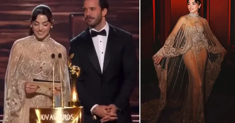 Hande Erçel Suudi Arabistan daki ödül töreninde Arapça konuştu