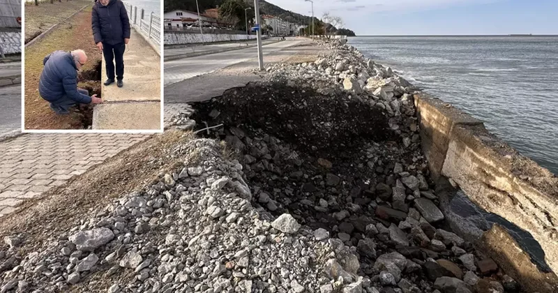 Karadeniz in dalgaları sahil yolunu ve evleri tehdit ediyor