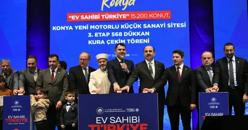 Bakan Kurum Konya’da TOKİ konutları kura çekimi programına katıldı