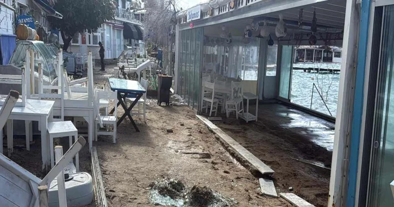 Fırtına öyle bir vurdu ki işletmenin camları kırıldı