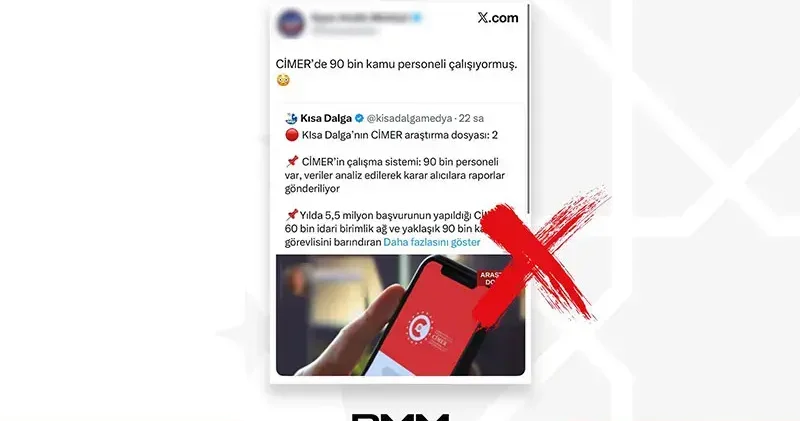 DMM: CİMER’de 90 bin kişinin görev yaptığı iddiası doğru değildir