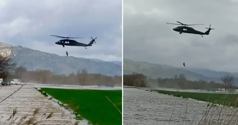 Aydın’da sel mağduru vatandaş helikopterle kurtarıldı Aydın Haberleri
