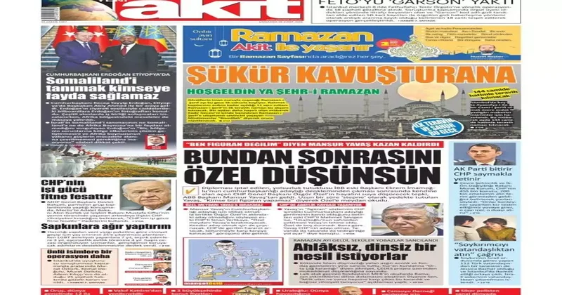 Şükür kavuşturana! Hoşgeldin Ya Şehr i Ramazan 18 Şubat 2026 gazete manşetleri