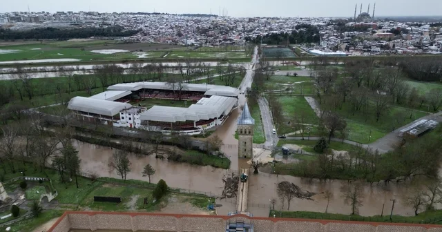 Tunca Nehri taştı, Kırkpınar güreşlerinin yapıldığı Er Meydanı sular altında kaldı Edirne Haberleri