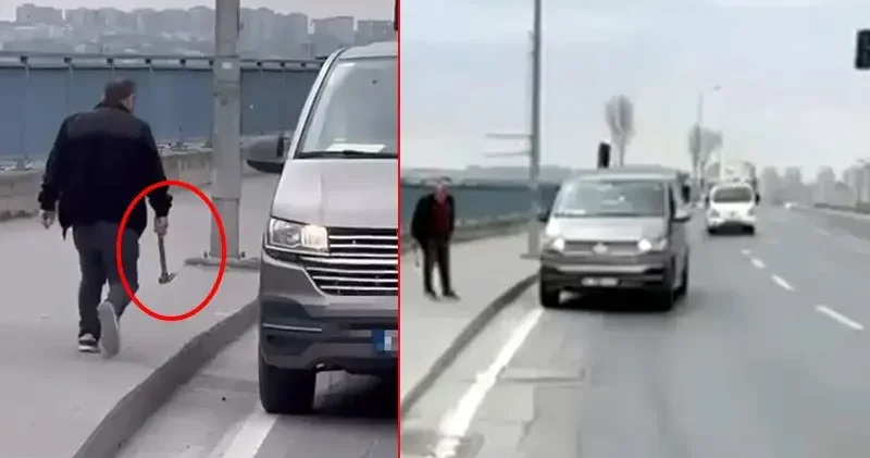 Avcılar da trafik tartışması; aracından çekiçle indi, kamerayı görünce geri döndü