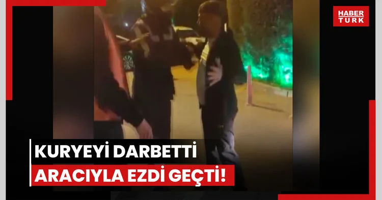 Kuryeyi darbetti, aracıyla ezdi geçti!