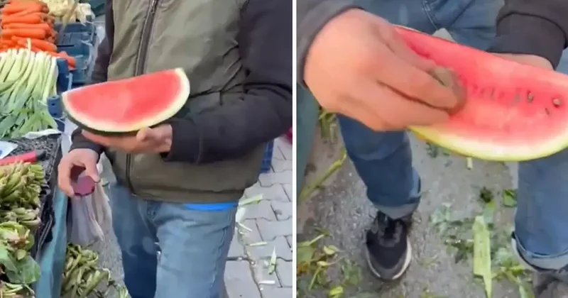 Karpuzu daha kırmızı göstermek için yaptığı rezilliğe bakın