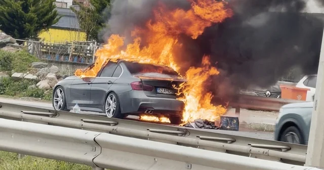Ordu da lüks otomobil alevlere teslim oldu Ordu Haberleri