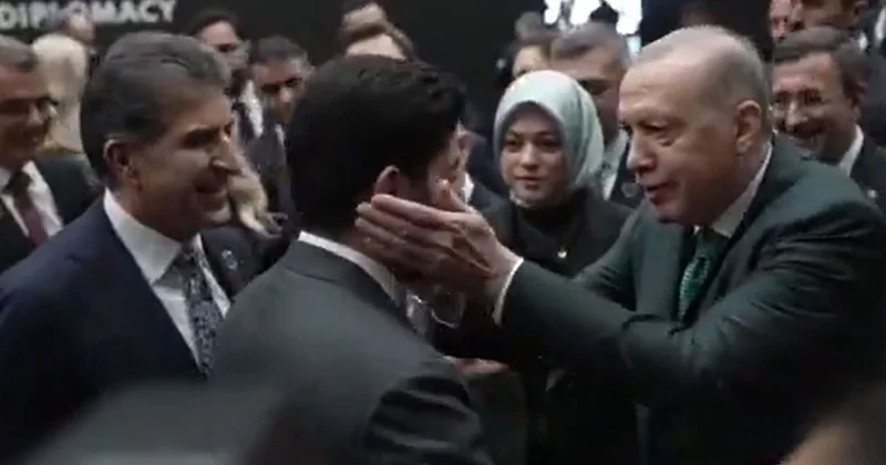 Cumhurbaşkanı Erdoğan ile IKBY Başkanı Barzani arasında sıcak görüntüler