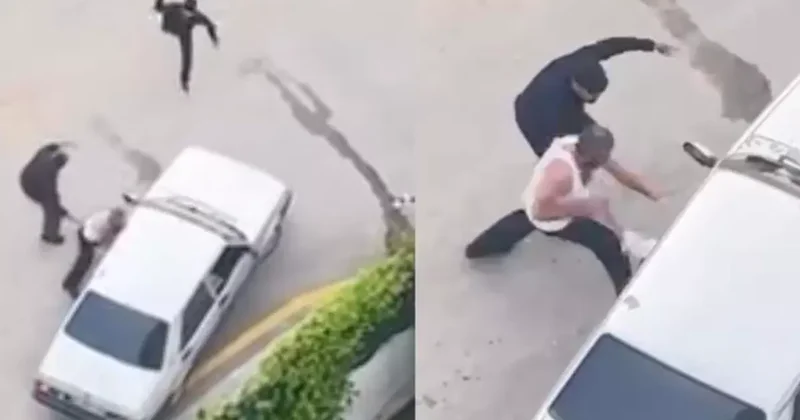 Taşlarla araçlara saldırdılar: Kavga anları kamerada