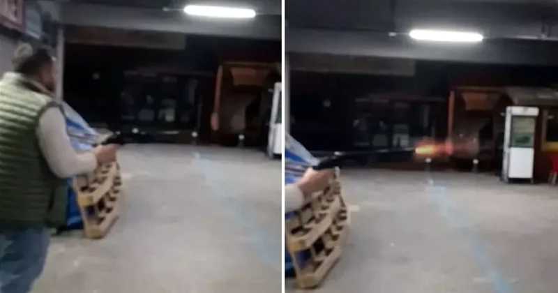 Pompalı tüfekle iş yerini basıp kurşun yağdırdı! Dehşet anları kamerada