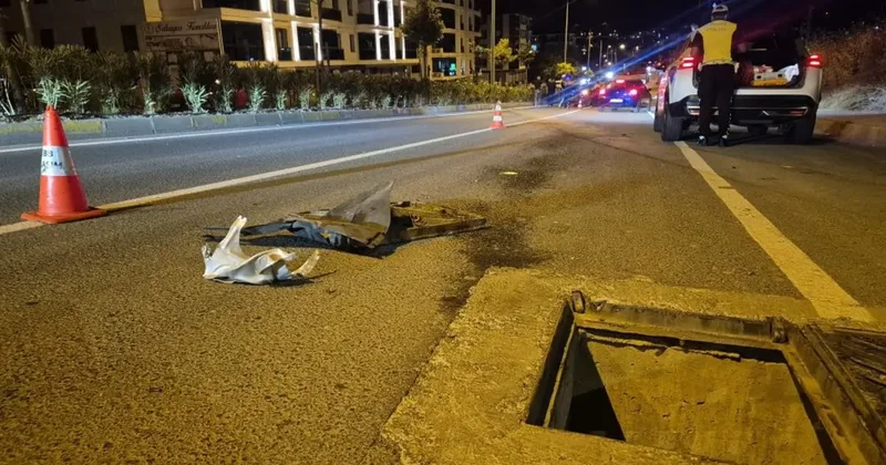 Faciadan dönüldü: Açık rögar kapağına çarpan otomobil metrelerce sürüklendi