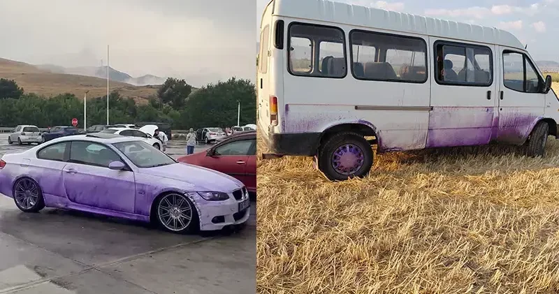 Araçları mora boyayan kimyasalın yola dökülmesine neden olan sorumlular hakkında soruşturma