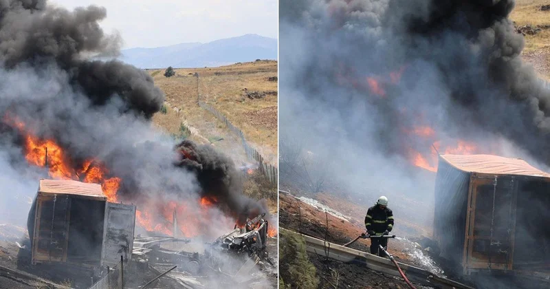 Madeni yağ yüklü tır şarampole devrilip alev aldı: Sürücü yanarak can verdi!