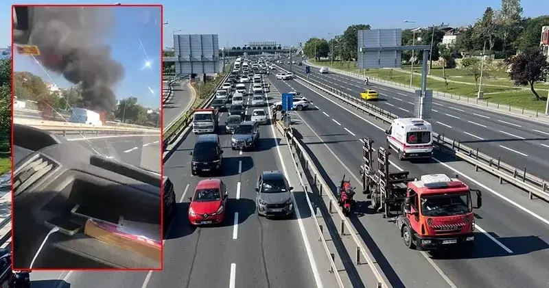 Fatih te hafif ticari araçta yangın; sahil yolu trafiğe kapandı