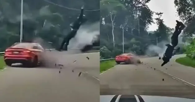 Süratli motosikletli karşı şeride geçince feci kazaya neden oldu
